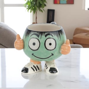 Tazze in ceramica fatte a mano, tazze da caffè fatte a mano in 3D, tazzine da caffè espresso da 8 once, tazze accoglienti per bevande calde, tazze in ceramica rustiche, regalo ideale, tazze con cartoni animati in 3D