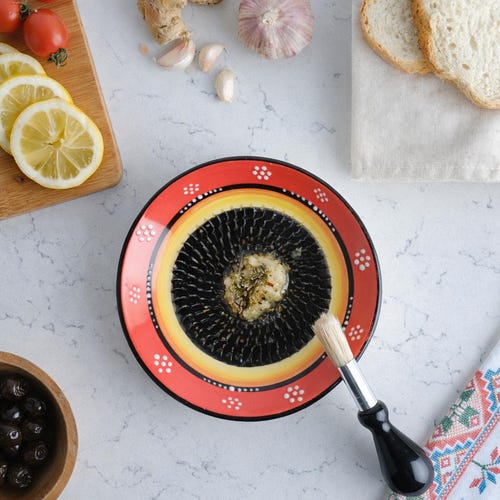 Ceramic Garlic Grater Plate, Handmade Ceramic Grater, Ginger Grater with Brush, Grater Plate for Chocolate & Cheese, Vegetable Rub Plate