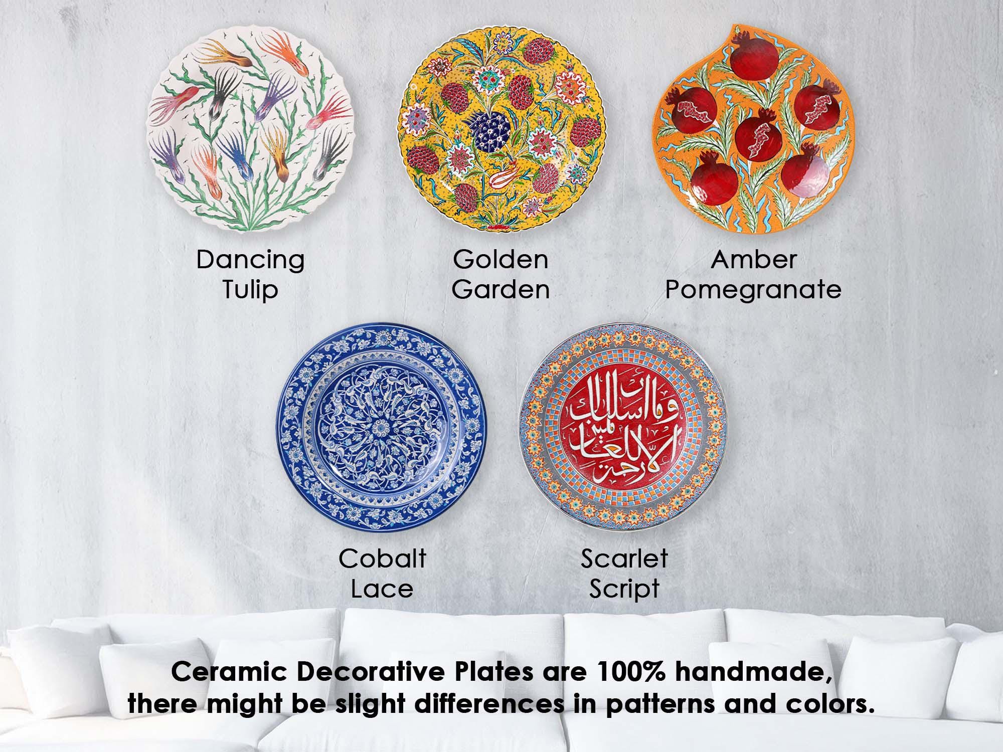 Script Plates Ceramic Decorative Plate, Ceramic Plate Hanging Decor, Floral Script ...