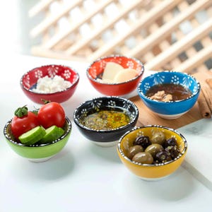 Ceramic Dipping Bowls, 3.5 Oz Sauce Dishes, Set of 6 Spice Bowls, Ceramic Handmade Prep Bowls, Breakfast Bowls Kitchen Gift Set