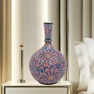 Ceramic Decorative Vase, Persian Mosaic Vase, Handmade Ceramic Vase, Vase for Living Room Decor, Ceramic Handmade Vase, Artistic Home Vase