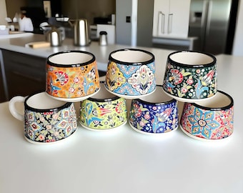 Vintage Chateau Stoneware Mugs: Hand-painted Floral Japan Tea Cups, Set of  5 - Etsy