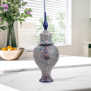 Ceramic Decorative Jar, Sultan Elegance Jar, Handmade Ceramic Jar, Turkish Jar for Living Room Decor, Decorative Jar with Lid for Home