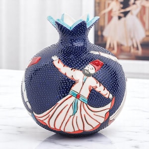 Handgefertigte Keramikvase, wirbelnde Devrish-Vase, Keramik-Granatapfel-inspirierte Display-Vasen für Wohnkultur, Vasen-Geschenk zur Housewarming