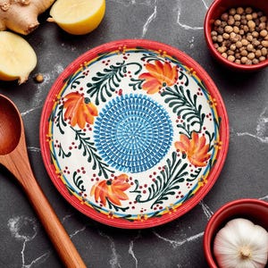 Garlic Grater Bowl, 7&quot; Ceramic Grater Plate, Coral Garden Grater Bowl, Handmade Ginger Grater for Cheese & Chocolate, Vegetable Rub Plate