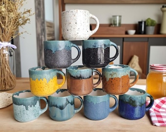 Handgjord keramisk kaffemugg: 13,5 oz espressokopp, konstnärlig glaserad mugg