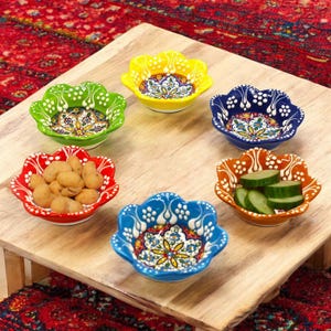 Handmade Ceramic Bowls, 3.5 Oz Small Dishes, Set of 6 Handmade Spice Bowls, Prep and Sauce Bowls for Breakfast, Bowls Set Gift for Mother