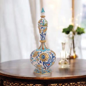 Ceramic Decorative Vase, Turquoise Blossom Vase, Handmade Golden Ceramic Vase, Vase for Home, Handmade Ceramic Vase, Decorative Vase Gift
