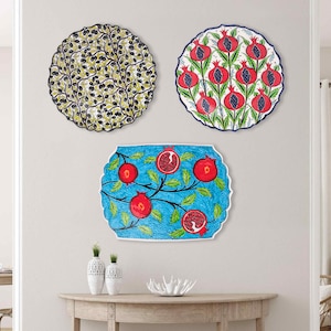 Fruits Theme Decorative Plate, Handmade Ceramic Decorative Plate, Ceramic Plate, Hanging Plate for Wall Decor, Hand-Painted Ceramic Plate