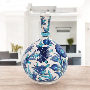 Dekorative Keramikvase, königsblaue Vase, handgefertigte Keramikvase, elegante Regalvase für Wohnkultur, Geschenk-bereite Tischvase, künstlerische Vase