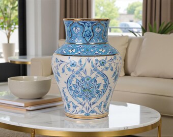 トルコ陶器の花瓶、手作りブルーハーモニー花瓶コレクション