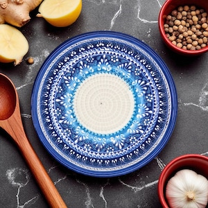 Ceramic Grater Bowl, 7&quot; Garlic Plate, Festive Mandala Grater Bowl, Handmade Grater Dish, Platter for Chocolate & Cheese, Vegetable Rub Plate