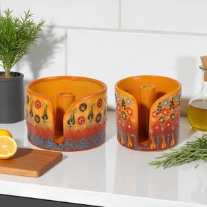 Ceramic Paper Towel Holder for Kitchen, Handmade Ceramic Napkin Holder, Paper Roll Holder, Ceramic Towel Bar, Bathroom & Kitchen Organizing