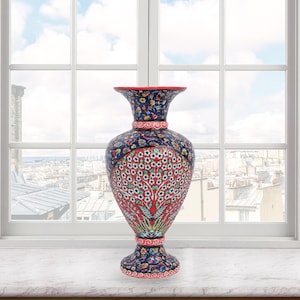 Ceramic Decorative Vase, Persian Garden Vase, Handmade Ceramic Vase, Vase for Home Decor, Handmade Ceramic Vase, Living Room Vase Gift