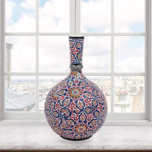 Ceramic Decorative Vase, Persian Mosaic Vase, Handmade Ceramic Vase, Vase for Living Room Decor, Ceramic Handmade Vase, Artistic Home Vase