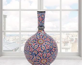 Ceramic Decorative Vase, Persian Mosaic Vase, Handmade Ceramic Vase, Vase for Living Room Decor, Ceramic Handmade Vase, Artistic Home Vase