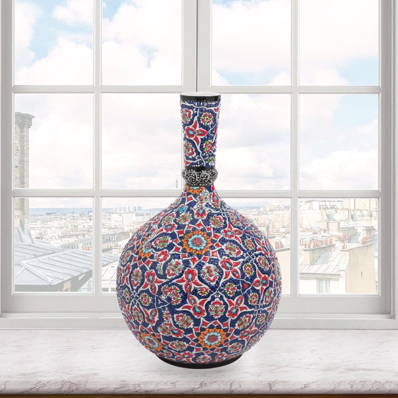 Ceramic Decorative Vase, Persian Mosaic Vase, Handmade Ceramic Vase, Vase for Living Room Decor, Ceramic Handmade Vase, Artistic Home Vase