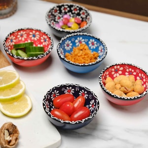 Handmade Ceramic Bowls, 3.5 Oz Spice Bowls, Set of 6 Sauce Dishes, Small Prep Bowls for Breakfast, Cute Bowls Gift Set for Kitchen Lovers