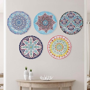 Florals Theme Decorative Plate, Colorful Hanging Ceramic Plate, Handmade Floral Plate for Kitchen, Wall Plate for Living Room Decor