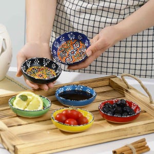 Ceramic Serving Bowls, 2.5 Oz Spice Dishes, Set of 6 Ceramic Prep Bowls, Small Breakfast Bowls, Handmade Bowls Set Gift for Home Chefs
