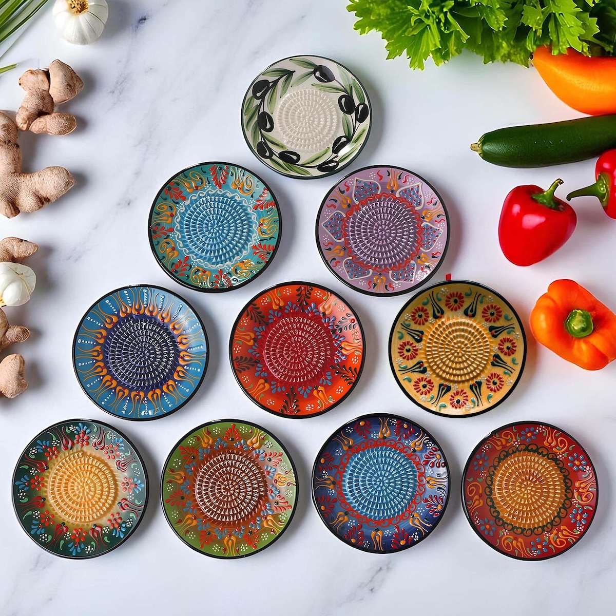 Ceramic Garlic Grater Plate- Apple Red