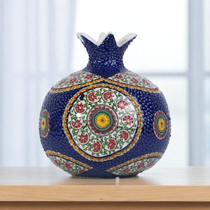 Handgemachte Granatapfelvase aus Keramik, Tulpen-Rosettenvase, dekoratives Akzentstück, Elegante handgemachte Granatapfelvase für Küche, Wohnzimmer
