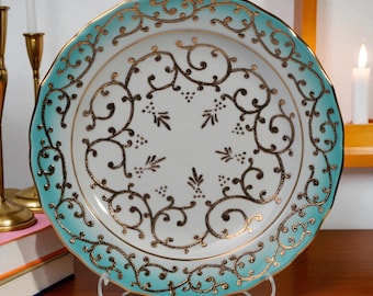 Handmade Ceramic Turkish Plate: Ottoman Floral Design, 9.5" Decorative Wall Hanging Plate
