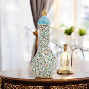 Ceramic Decorative Vase, Regal Floral Vase, Handmade Golden Ceramic Vase, Vase for Dining Room Decor, Artistic Ceramic Vase Gift Idea