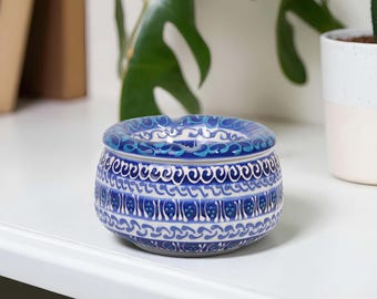 Handgemaakte keramische asbak met deksel: winddichte asbak Turks design