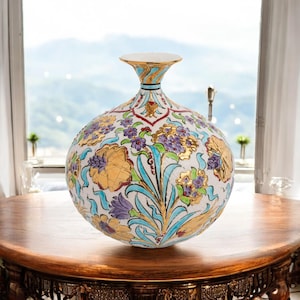 Ceramic Decorative Vase, Golden Bloom Vase, Handmade Ceramic Vase, Vase for Hallway Decor, Modern Handmade Vase, Ceramic Vase Gift Idea