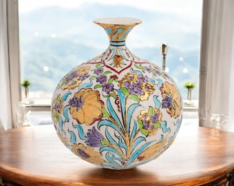 手作りの12金トルコ製セラミック花瓶、花柄のレリーフ装飾 - Etsy 日本