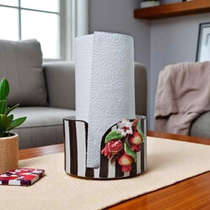 Handmade Ceramic Paper Towel Holder, Napkin Holder for Kitchen, Paper Roll Holder, Ceramic Towel Bar, Pomegranate Pattern Kitchen Decor