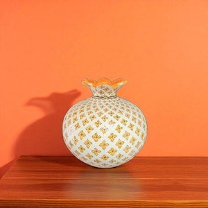 Keramik Granatapfel 8 &quot;Vase, handgefertigte orange Vase, dekoratives Akzentstück, elegante handgefertigte Granatapfelvase für Küche, Wohnzimmerdekor