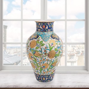Ceramic Decorative Vase, Golden Botanica Vase, Handmade Ceramic Vase, Vase for Home Styling, Handmade Ceramic Vase, Perfect Vase Gift Idea