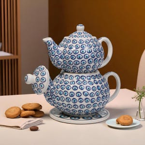 Turkish Ceramic Teapot Set, Handmade Teapot with Lids, Traditional Teaware, Turkish Tea Pots Set, Ideal Gift for Tea Lovers, Unique Tea Pot