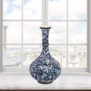 Dekorative Keramikvase, blaue Blumenvase, handgemachte Keramikvase, Vase für Mantelpiece-Akzent, handgemachte Keramikvase, perfektes Hausvasengeschenk
