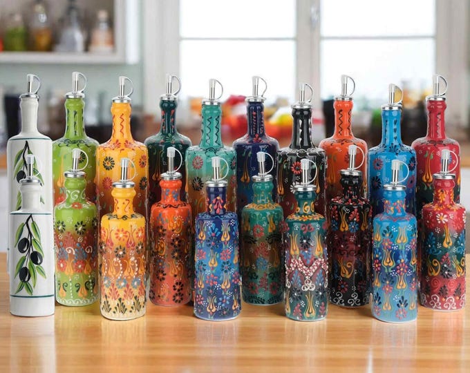 Handmade Ceramic Oil Dispenser, Olive Oil Bottle, Ceramic Cruet for Vinegar, Soy Sauce, Unique Oil Bottle for Kitchen, Ceramic Oil Bottle