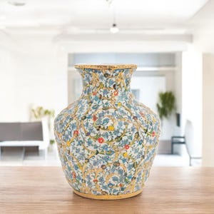 Ceramic Decorative Vase, Gold Floral Vase, Handmade Ceramic Vase, Minimalist Vase for Shelf Decor, Modern Home Vase, Elegant Vase Gift