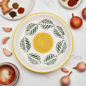 7&quot; Handmade Grater Bowl, Garlic and Ginger Grinder Plate, Tropical Yellow Grater Bowl, Cheese and Chocolate Grater, Vegetable Rub Plate