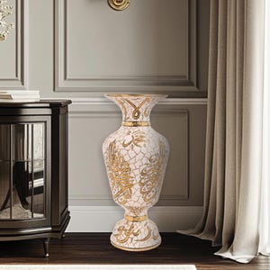 Ceramic Decorative Vase, Golden Grace Vase, Handmade Ceramic Vase, Vase for Living Room, Handmade Ceramic Vase, Unique Living Room Vase