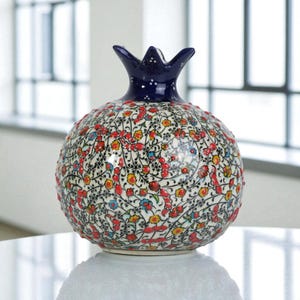 Pomegranate Ceramic Handmade Vase, Spring Garden Vase, Tabletop Display, Elegant Handmade Vase for Dining Room, Unique Pomegranate Decor
