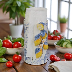 Arbeitsplatten-Papierhandtuchhalter, handgemachter keramischer Rollenspender, Küche Servietten-Aufbewahrung, dekorativer Handtuchhalter, funktionaler Küchen-Organizer