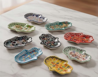 Ceramic Jewelry Tray, Decorative Trinket Dish for Rings Earrings Necklaces, Vanity Organizer, Colorful Trinket Holder, Dresser Accessory