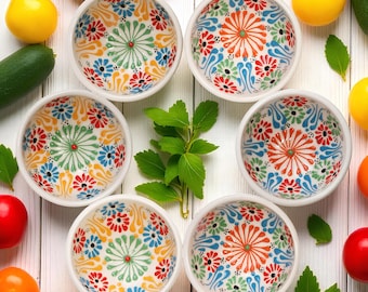 Cuencos de cerámica hechos a mano, juego de 6 cuencos para mojar, cuencos para salsa hechos a mano, cuencos para preparar comida de cocina, tazas para salsa, juego de cuencos para mojar (regalo)