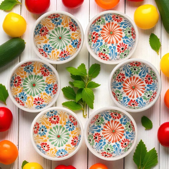 Ceramic Handmade Bowls, Set of 6 Dipping Bowls, Handmade Pinch Bowls, Sauce Bowls, Prep Bowls for Kitchen, Sauce Cups, Dip Bowls Set Gift