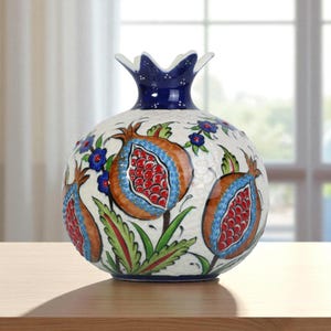 Granatapfelvase Keramik handgefertigt, offene Granatapfelvase, Tischdisplayakzent, Granatapfelvase für Küchentheke, einzigartiges Vasengeschenk