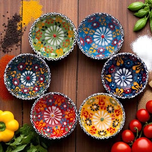 Ceramic Small Bowls, 3.5 Oz Dipping Bowls, Set of 6 Handmade Pinch Bowls, Sauce Bowls, Prep Bowls for Kitchen, Sauce Cups, Dip Bowls