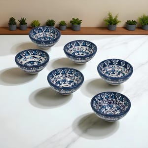 Ceramic Small Bowls, Dipping Bowls, Set of 6 Handmade Blue Pinch Bowls, Sauce Bowls, Prep Bowls for Kitchen, Sauce Cups, Dip Bowls