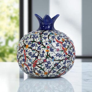 Handgefertigte Keramikvase aus Granatapfel, Frühlingsgartenvase, einzigartige handgemachte Tischdekoration, moderne dekorative Granatapfelvase für Esstisch