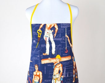 Handy Men Unisex Apron, Men's Apron, Kitschy Quirky Apron, Gift for Him, Outdoor Cooking, Host Hostess Gift, Housewarming, Pin Up Men Gif